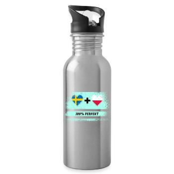 Pologne et Suède 100% parfait / cadeau - Gourde avec paille intégrée - argent clair - Droite