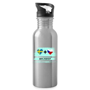 République tchèque et Suède 100% Parfait / Cadeau - Gourde avec paille intégrée - argent clair - Droite