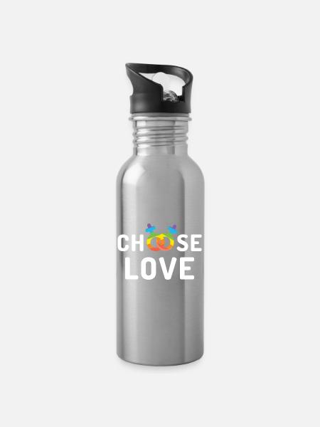 Pride Month LGBT - Liebe - Trinkflasche mit integriertem Trinkhalm - Lightsilver