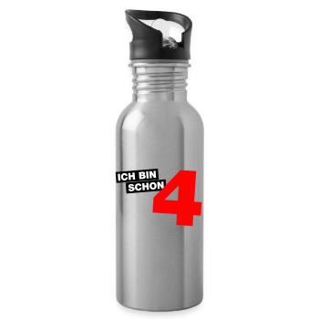Ich bin schon 4 - Trinkflasche mit integriertem Trinkhalm - Lightsilver - Rechts