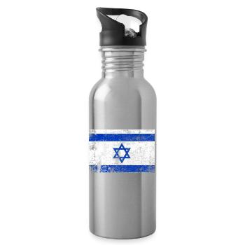 Drapeau d’Israël drapeau Grunge rétro Vintage - Gourde avec paille intégrée - argent clair - Droite
