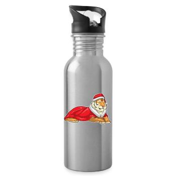 Chapeau de Père Noël tigre - Gourde avec paille intégrée - argent clair - Droite