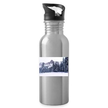 Panorama hivernal des Dolomites de Belluno - Gourde avec paille intégrée - argent clair - Droite