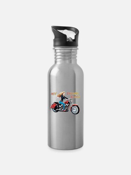 Mädchen Heiße Träume Straßen - Trinkflasche mit integriertem Trinkhalm - Lightsilver