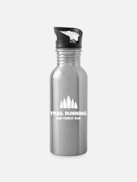 Trailrunning - Run Forest Run - Trinkflasche mit integriertem Trinkhalm - Lightsilver