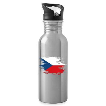 Tschechien Flagge used Design - Trinkflasche mit integriertem Trinkhalm - Lightsilver - Rechts