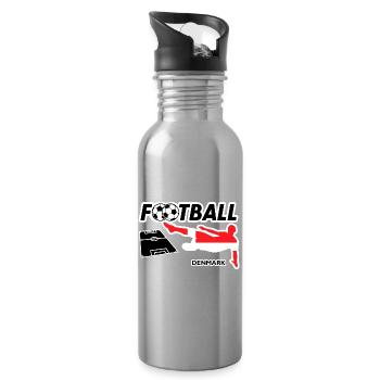 Football Fever Denmark - Water bottle with straw - silver - Right