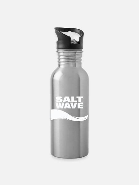 SALT WAVE - Trinkflasche mit integriertem Trinkhalm - Lightsilver