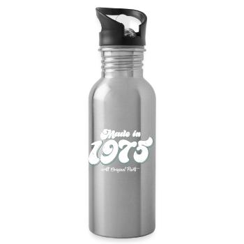 Vintage 1973 Retro Typography Design - Water bottle with straw - silver - Right