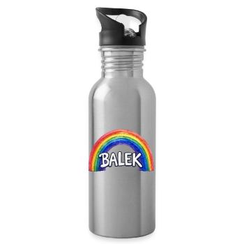 Balek - Arc en Ciel Humour - Gourde avec paille intégrée - argent clair - Droite