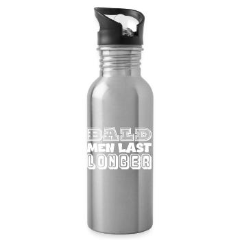 Bald Men Last Longer Typography - Water bottle with straw - silver - Right