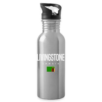 Livingstone Zambia - Water bottle with straw - silver - Right