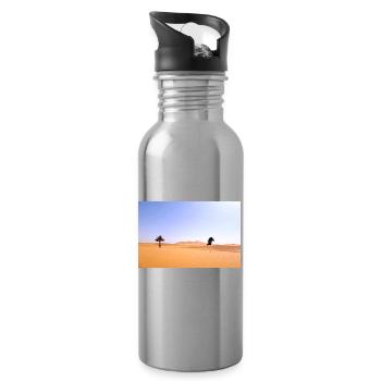Solarpalmen in der Goldenen Wüste - Trinkflasche mit integriertem Trinkhalm - Lightsilver - Rechts
