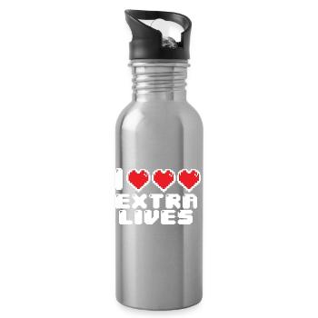 Extremes Pixel-Herz - Trinkflasche mit integriertem Trinkhalm - Lightsilver - Rechts