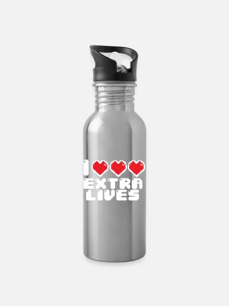 Extremes Pixel-Herz - Trinkflasche mit integriertem Trinkhalm - Lightsilver