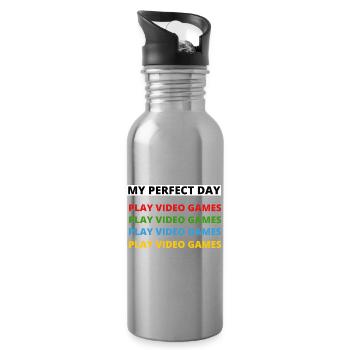 Mein perfekter Tag Rainbow Gaming - Trinkflasche mit integriertem Trinkhalm - Lightsilver - Rechts