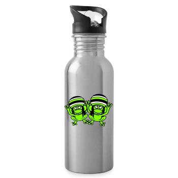 2 Frogs Reggae Music Rasta Hair Hat Jamaica - Water bottle with straw - silver - Right