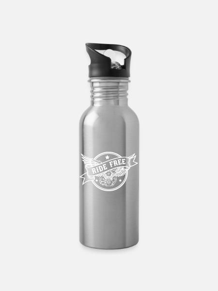 Ride Free Biker Design pour les motards - Gourde avec paille intégrée - argent clair