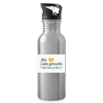 For animals in need - Water bottle with straw - silver - Right
