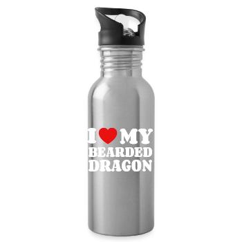 I Love My Bearded Dragon Bearded Dragon Bearded Dragon Owner - Water bottle with straw - silver - Right