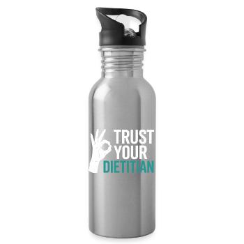 Registered Dietitian Certified Nutrition Counselor - Water bottle with straw - silver - Right