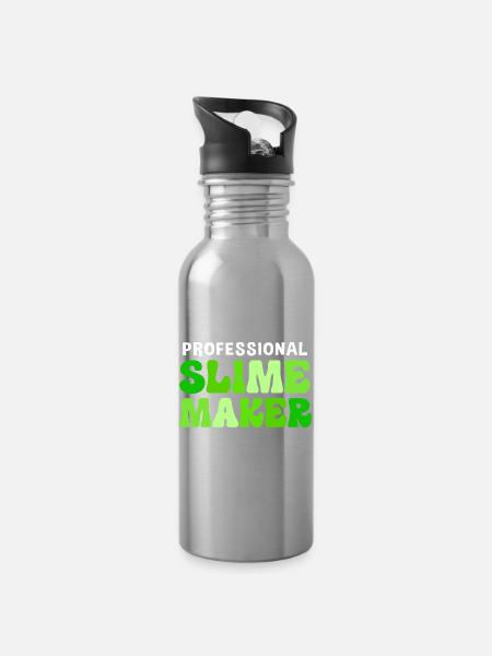 Schleimig Schleim Slime - Trinkflasche mit integriertem Trinkhalm - Lightsilver