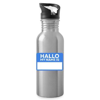 Hello Name Blue Name Badge - Water bottle with straw - silver - Right