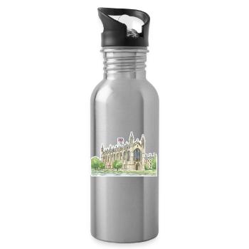 Cambridge King's College Chapel University Art - Water bottle with straw - silver - Right