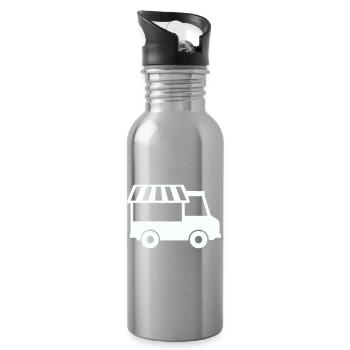 Food Truck Silhouette - Water bottle with straw - silver - Right