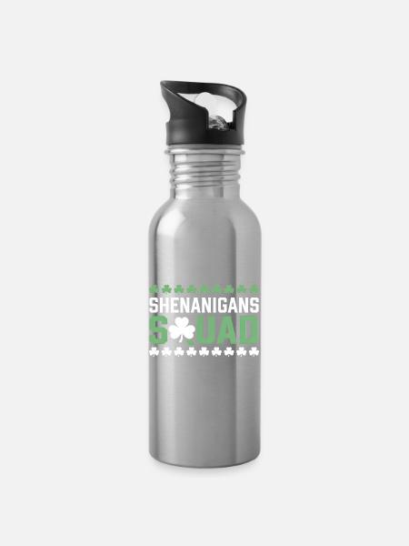 Shenanigans-Team Shamrock Tee - Trinkflasche mit integriertem Trinkhalm - Lightsilver