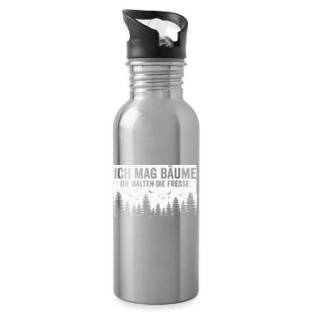 Funny Saying Trees Forest Rest Statement - Water bottle with straw - silver - Right