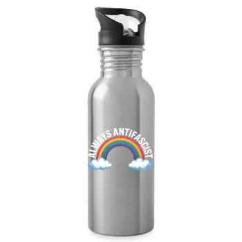 Always Antifascist – Antifa Tee - Trinkflasche mit integriertem Trinkhalm - Lightsilver - Rechts