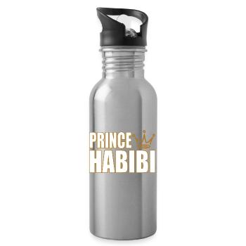 Prince Habibi – Royal Arabic Love Statement Design - Water bottle with straw - silver - Right