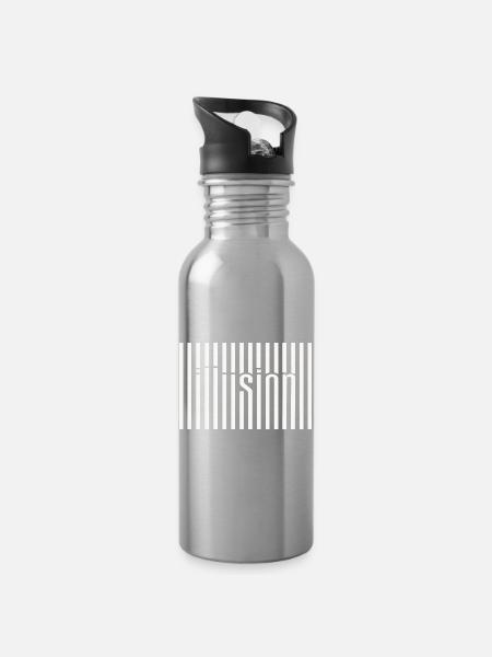 Barcode Illusion - Trinkflasche mit integriertem Trinkhalm - Lightsilver