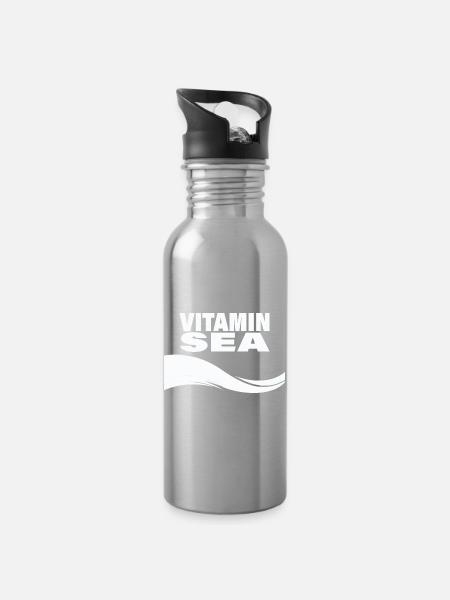 VITAMIN SEA - Trinkflasche mit integriertem Trinkhalm - Lightsilver