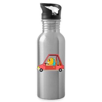 Fish Car - Water bottle with straw - silver - Right