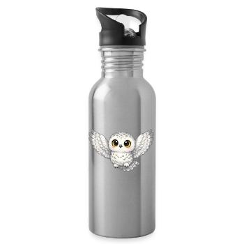 Super Niedliche Schnee-Eule mit Flügeln - Trinkflasche mit integriertem Trinkhalm - Lightsilver - Rechts