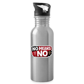 No Means No Consent Awareness Sticker - Water bottle with straw - silver - Right
