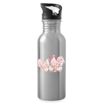 Hahn Familie Kücken - Trinkflasche mit integriertem Trinkhalm - Lightsilver - Rechts
