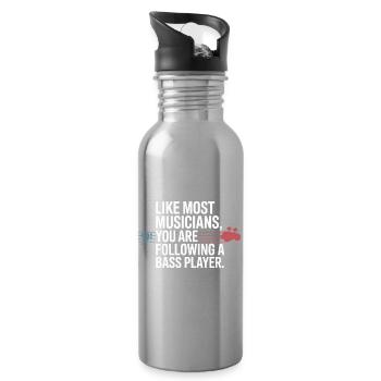 Bassist Following A Bass Player Band Bassspieler - Water bottle with straw - silver - Right