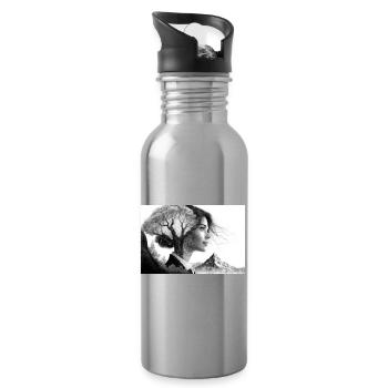 Naturverbunden - Trinkflasche mit integriertem Trinkhalm - Lightsilver - Rechts