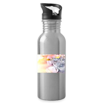 Sunlit Glassware on wedding table - Water bottle with straw - silver - Right