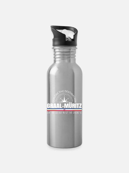 Graal-Müritz - Trinkflasche mit integriertem Trinkhalm - Lightsilver