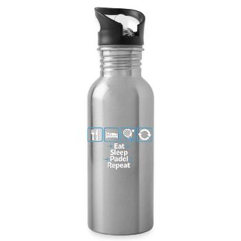Eat Sleep Padel Repeat – Padel Lifestyle - Water bottle with straw - silver - Right