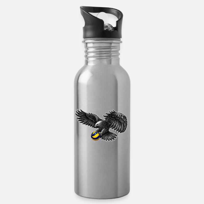 Aigle avec contour de volley-ball - Gourde avec paille intégrée - argent clair