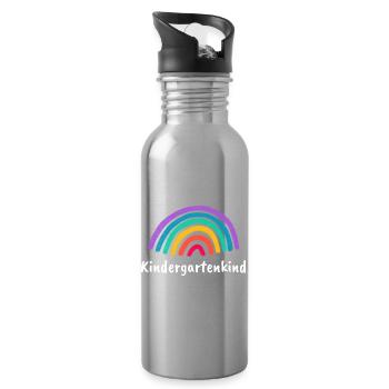 Kindergartenkind Regenbogen - Trinkflasche mit integriertem Trinkhalm - Lightsilver - Rechts