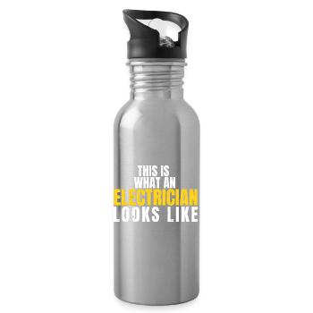 This Is What an Electrician Looks Like Funny  Gift - Water bottle with straw - silver - Right