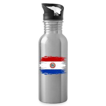 Paraguay Flagge used - Trinkflasche mit integriertem Trinkhalm - Lightsilver - Rechts