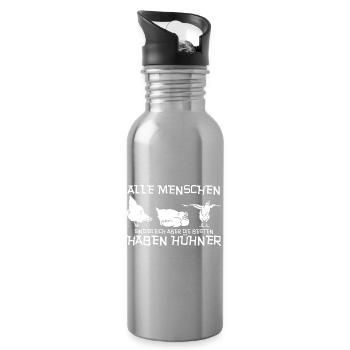 Hühnerflüsterer Huhn Hühnerhalter Hühner - Trinkflasche mit integriertem Trinkhalm - Lightsilver - Rechts