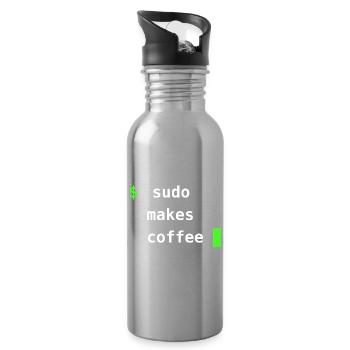 Sudo Makes Coffee – Linux Terminal Design - Trinkflasche mit integriertem Trinkhalm - Lightsilver - Rechts